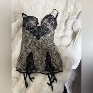 Victoria's Secret Leopard and Black Lace Chemise
